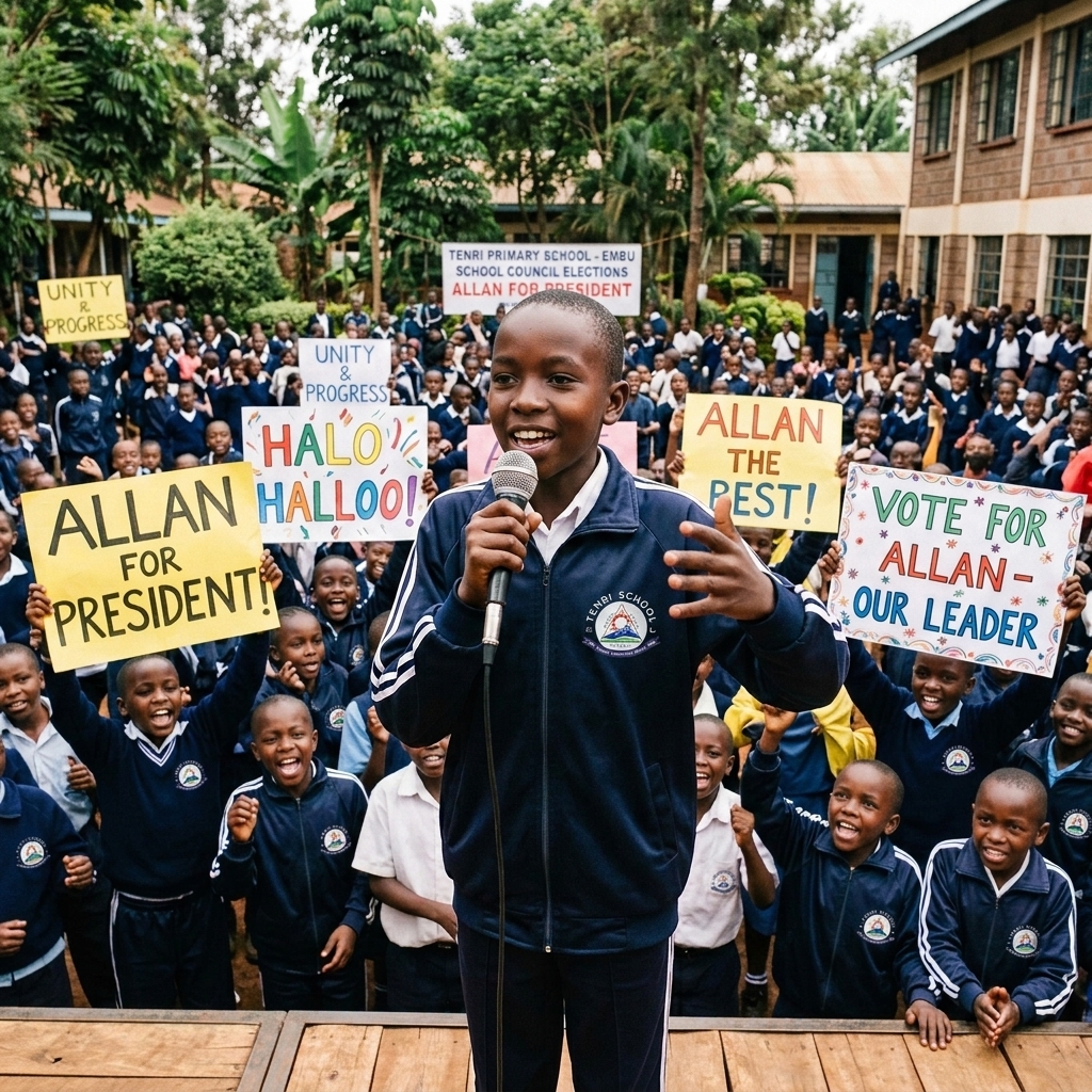 Tenri School Embu student election campaign moment